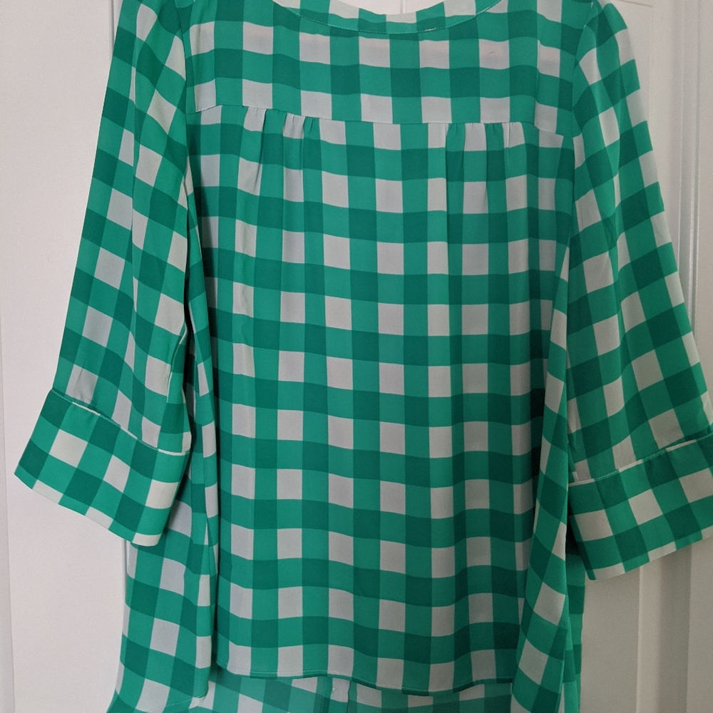 Banana Republic green and white blouse.